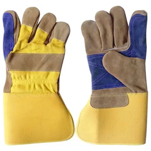 Guantes de seguridad industriales canadienses al por mayor, de uso general, con puño largo, palma reforzada de piel de vaca, dorso de tela de algodón, resistentes al calor. - Product Image 6