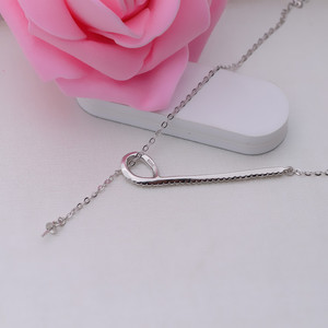 Chaîne de pendentif en argent S925, polyvalente, pour femme, collier de perles DIY, plateau vide, composants de bijoux, semi-finis, incrustation - Product Image 5