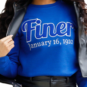 Finer January 16 1920 Blue Chenille Sweatshirt Women Zeta Phi Beta Inspired <b>Silver</b> Outline Casual Pullover <b>Top</b> - Product Image 5