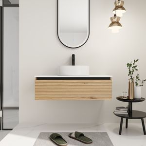 36-Inch Wall Mounted <b>Bathroom</b> <b>Vanity</b> with White Art Ceramic Sink and 1 Soft Close Drawer KD Packing - Product Image 2