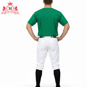 <b>Men's</b> Green Baseball Jersey With <b>White</b> Pants Breathable Polyester Baseball Uniform Set Adult Size - Product Image 2
