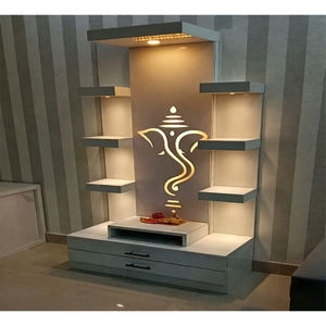 Teak Wood Modernise Temple Manufacturer Marble Look Ganesha Design Temple Ganesha Decors Pooja <b>Mandir</b> for Home Guyana Canada UK - Product Image 1