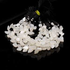 Cuentas de piedra lunar blanca natural en forma de hoja de 10-11 mm, cuentas de piedra preciosa talladas a mano, cuentas sueltas de piedra lunar blanca para la fabricación de joyería. - Product Image 3