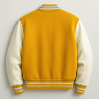 Veste de baseball jaune pour homme avec broderie de la lettre A blanche, style preppy, coton et polyester, pour l'automne