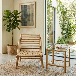 Wholesale Boho Bamboo <b>Folding</b> Chair Solid Back Stable Frame Durable Natural Seating for Indoor Outdoor Furniture OEM ODM - Product Image 1
