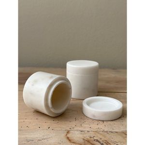 Tarro de almacenamiento de piedra de travertino de gran venta, organizador de algodón para baño, tarro rústico de piedra beige, contenedor moderno minimalista para el hogar - Product Image 6