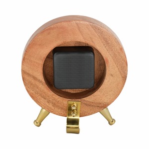 Wooden Desk <b>Clock</b> With Brass Accents Minimalist Design Battery Operated Quartz Movement Circular Shape For Home Offices Use - Product Image 6