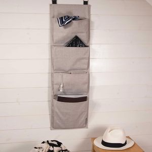MA62BEI Hanging Storage Organiser with 4 <b>Large</b> Compartments Velcro Fastened Hanging Storage for <b>Wardrobe</b> and Bathroom - Product Image 2