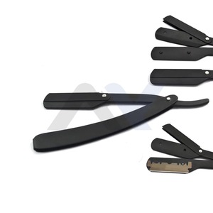 Navaja de Barbero Profesional de Acero Inoxidable con Bloqueo Giratorio, Negra, de Una Sola Hoja Afilada, para Afeitar la Cara y Desbastar en Salones de Peluquería - Product Image 4