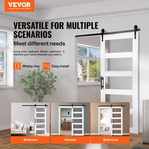 8-in-1 32 \ "X 84 \" Kit di ferramenta per porta da fienile in legno, vetro smerigliato, vetro scorrevole - Product Image 2