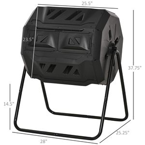Compostiera Rotante da Esterno Nera da 165 Litri con Aeratore a Doppia Camera a 360 Gradi - Product Image 3