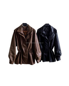 Chaqueta de Motociclista de Cuero Genuino con Relleno de Poliéster para Mujer, con Cierre de Cremallera, Bolsillo Transpirable, Acabado para Todas las Estaciones - Product Image 1