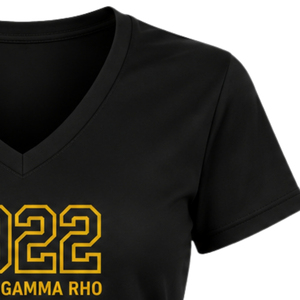 เสื้อยืดออกกำลังกายสำหรับผู้หญิง ลายตัวอักษรกรีก Sigma Gamma Rho แบบคอวี แขนสั้น สไตล์นักกีฬา เสื้อผ้าขายส่งสำหรับชมรมนักศึกษา - Product Image 5
