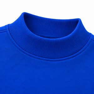 Sweat-shirt à col montant bleu cobalt pour homme, coupe ample, en molleton, décontracté, streetwear d'hiver - Product Image 4