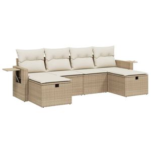 Grand ensemble de canapés de jardin modulaires en rotin PE beige, meubles de jardin modulaires confortables - Product Image 2