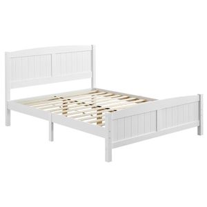 Struttura letto matrimoniale in legno bianco con testiera curva e pediera coordinata - Product Image 1