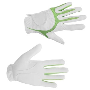 Guantes de golf blancos con material de PU antideslizante verde, cierre de tirar, deportivos unisex - Product Image 6
