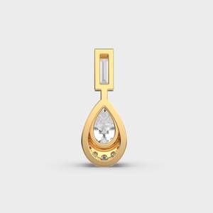 Luxury 14K <b>Solid</b> <b>Gold</b> Pear Cut Moissanite <b>Pendant</b> With Baguette Top Claw Setting Women's Wedding Jewelry <b>Pendant</b> - Product Image 3