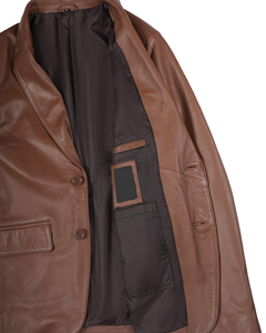 Blazer en cuir marron pour homme, coupe ajustée, un seul bouton, col rabattu, veste élégante décontractée pour homme, vêtement d'automne - Product Image 4