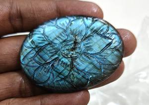 100% Natural Handmade Blue Labradorite Carving Crystal High Quality Oval Shape Jewelry Making Loose Gemstone Lot Labradorite - Product Image 2