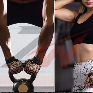 Custom Logo Women <b>Leopard</b> <b>Print</b> Gym <b>Gloves</b> Anti Slip Silicone Palm Fingerless Workout Fitness <b>Gloves</b> OEM - Product Image 2