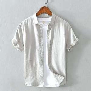 Camisa Casual de Lino Transpirable de Manga Corta con Cuello Mao y Bolsillos para Hombre al por Mayor - Colección Verano - Product Image 3