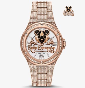 นาฬิกาข้อมือ Moissanite Rhinestone Dial Unisex ตัวเรือนทรงกลม สายสีเหลือง ยี่ห้อ Ruha Enterprise นาฬิกาควอตซ์อนาล็อกสุดหรู สำหรับการซื้อขายส่ง - Product Image 6