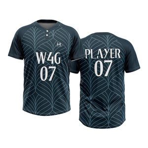 Maillot de baseball personnalisé W4G unisexe à manches courtes, imprimé géométrique sublimé, anti-humidité, coupe classique, vêtements de sport pour adultes - Product Image 1