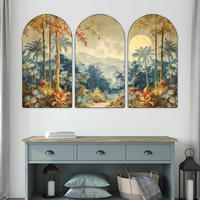 Juego de 3 Cuadros Decorativos con Palmeras para Sala de Estar, Dormitorio, Hoteles, Marco Elegante de 50 x 30 Pulgadas, Arte Mural para el Hogar