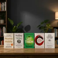 Set de 5 Libros de Autoaprendizaje y Crecimiento Personal para Adultos, Tapa Blanda: Hábitos Atómicos, Psicología, Dinero, Coraje, No Ser Apreciado