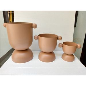 Vase en métal abstrait minimaliste, couleur terre cuite rustique, vase à fleurs en fer, décoration artisanale de table, pots décoratifs pour fleurs séchées - Product Image 5