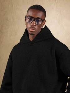 Noir jais 450GSM sweats à capuche en polaire surdimensionnée hommes pull Streetwear chaud coton épais marque personnalisée OEM ODM marque privée - Product Image 5