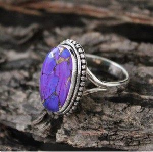 Wholesale Natural Purple <b>Turquoise</b> <b>Ring</b> 925 Sterling Silver Handmade Oval Purple Copper <b>Turquoise</b> Gemstone <b>Ring</b> Vintage Boho - Product Image 2