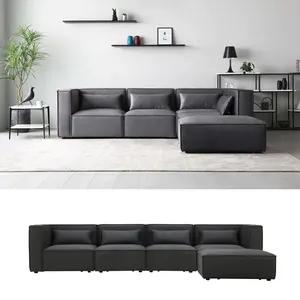 Conjunto de sala de estar grande, tejido modular de terciopelo para ocio, sofá de suelo seccional, verificado, 5 piezas