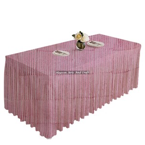 Nappe plissée Rectangle bloc à la main imprimé 100% coton nappe plissée conceptions exquises couverture de Table en coton à vendre - Product Image 4
