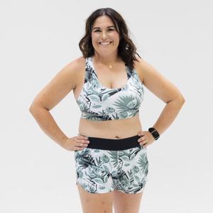 Conjunto Deportivo de Punto para Mujer, Estampado Floral, Top Corto Verde Oliva, Leggings de Cintura Alta, Ropa Deportiva para Primavera/Verano - Product Image 2