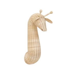 Décoration murale tête de girafe bohème pour chambre de bébé, en rotin, fibre végétale naturelle, animal de la savane, art suspendu pour enfants - Product Image 4