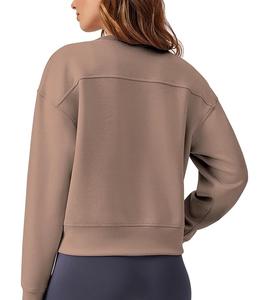 Sudadera de Algodón para Mujer, de Manga Larga, Cuello Redondo, Hombros Caídos, Color Sólido, Cómoda y Casual, de Lujo, Precio al por Mayor, de Bangladesh - Product Image 2