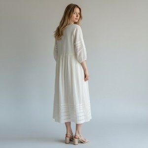 Robe longue en coton brodé à séchage rapide, robe florale blanche pour femme, robe décontractée pour soirée, longueur cheville - Product Image 5