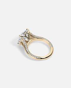 Anillo de Compromiso y Boda Unisex de Lujo con Diamante Solitario Cultivado en Laboratorio, Diseño de Tallo Dividido, Certificado IGI, Oro de 14k - Product Image 4