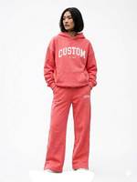 Ensemble survêtement tendance 2 pièces en molleton 100 % coton avec sweat à capuche oversize et pantalon de jogging, motif graphique lettres roses