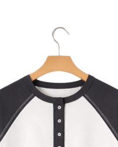 Women White Black Raglan Sleeve Henley T Shirt Cotton Blend Short Sleeve Casual Summer <b>Top</b> Comfortable Lightweight Tee Wear - Product Image 5