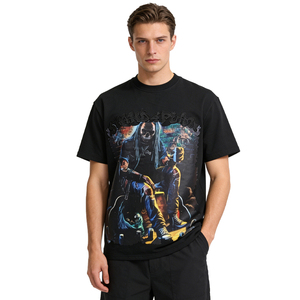T-shirt imprimé pour homme de haute qualité, col rond, coupe ample, manches courtes, style vintage, tissu tricoté en polyester 250g, transfert thermique - Product Image 5