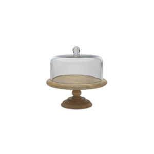 Support à gâteau rond en bois tendance avec dôme en verre, présentoir à desserts fait main pour la maison, les boulangeries et les événements. - Product Image 3