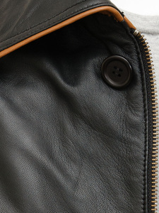 Veste en cuir véritable pour homme, col rabattu, fermeture éclair, style décontracté automne, coupe classique, noir, OEM personnalisé - Product Image 4