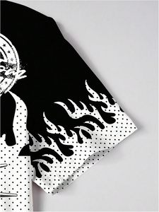 Men's Summer Casual 2-Piece <b>Y2K</b> Outfit Crewneck Short Sleeve Graphic Tee <b>Shirt</b> and Baggy Shorts Set - Product Image 3