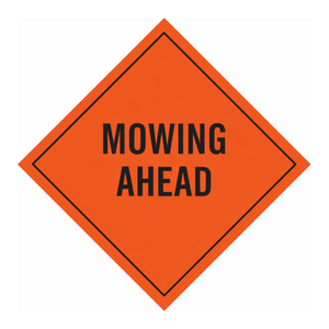Panneau de signalisation pliable en PVC haute visibilité Brady Mowing Ahead Stop Sign pour les zones gazonnées - Product Image 1