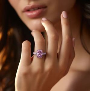 Anillo de Compromiso de Moissanita Rosa de 3 Quilates, Corte Radiante, Chapado en Oro de 18K, Plata de Ley, Anillo de Piedras Preciosas de Lujo para Boda y Fiesta - Product Image 2