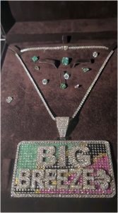 Colgante de Letra Personalizado Estilo Hiphop con Incrustaciones de Moissanita VVS en Plata de Ley 925 - Product Image 3