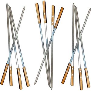 ชุดเหล็กเสียบเคบับสแตนเลส 12 ชิ้น ขนาด 23.5 นิ้ว แบบหนาพิเศษ ก้านไม้กันลื่นขนาดใหญ่ อุปกรณ์บาร์บีคิวแบบใช้ซ้ำได้ - Product Image 1